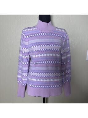 Aspen Mock Neck Fair Isle Sweater Geometric Knit Grandpacore Lavender Purple